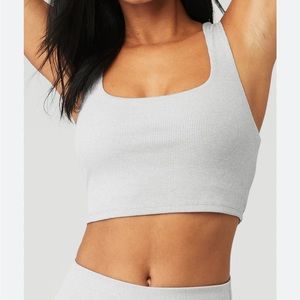 Alo Ribbed Chic Bra Tank - Grey - XS
